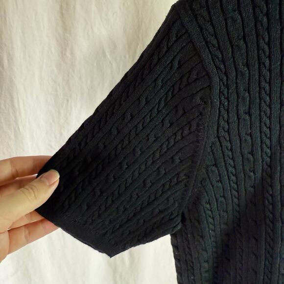 Pendleton Women's Medium Black 100% Cotton S/S Cable Knit Sweater Made in Japan - Picture 5 of 7